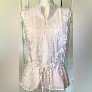 Cute white eyelet sleeveless top with waist tie